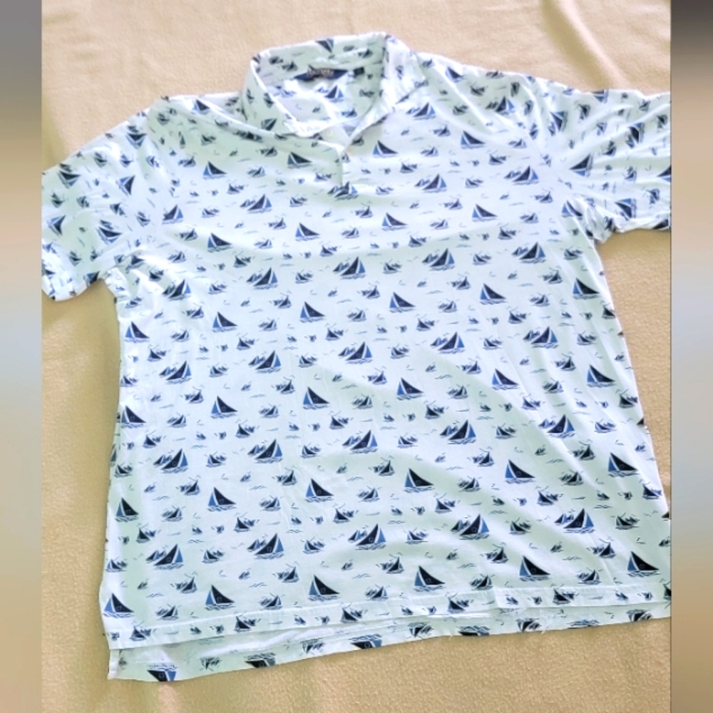 Polo Ralph Lauren Golf  Sailboat Print polo shirt XXL‎ Made In PERU